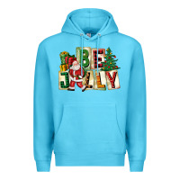 Ocean Blue be jolly santa christmas Premium Hoodie - FaDigitalArtStudio