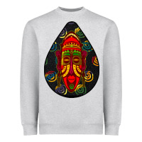 Heather Grey african masks teardrop  6 Heavyweight Sweatshirt - BundleAndBundleShop