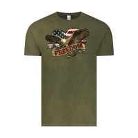Vintage Olive Freedom America Eagle 4th of july Vintage Tee - HowdyJamesFarm