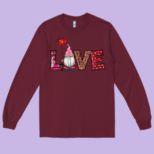 Valentine's Day Gnomes Love Long Sleeve Tee Designed By Ranaportraitstore