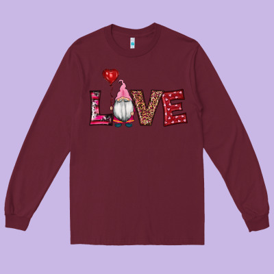 Valentine's Day Gnomes Love Long Sleeve Tee Designed By Ranaportraitstore
