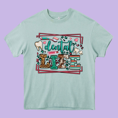 Dental Life Leopard Frame Heavy Core Tee Designed By Lillyallendesigns