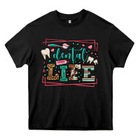Black Dental life leopard frame Heavy Core Tee - LillyAllenDesigns