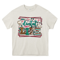 Cream Dental life leopard frame Heavy Core Tee - LillyAllenDesigns