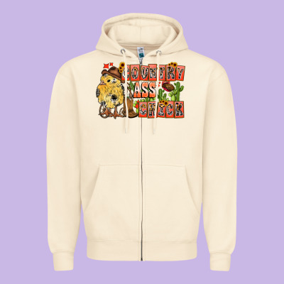 Country Ass Chick Zipper Hoodie Designed By Cowhidedigitalart