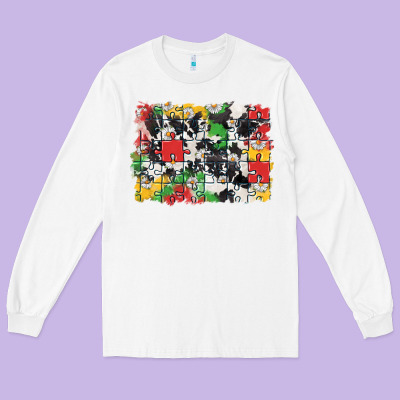 Autism Background Long Sleeve Tee Designed By Cowgirlartshop