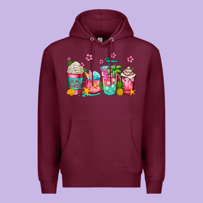 Summer Coffee Cups Premium Hoodie Designed By Jasminsmagicworld