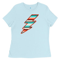 Baby Blue Teal and Orange Serape Lightning Ladies Tee - Bettercallsaul
