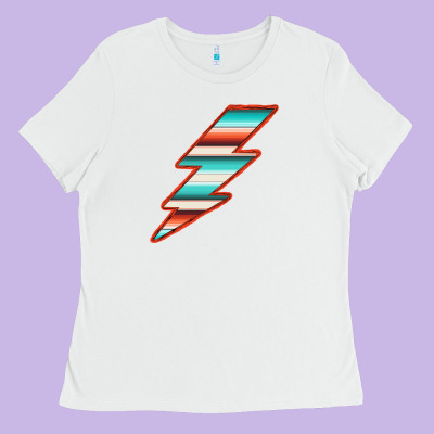 Teal And Orange Serape Lightning Ladies Tee Designed By Bettercallsaul
