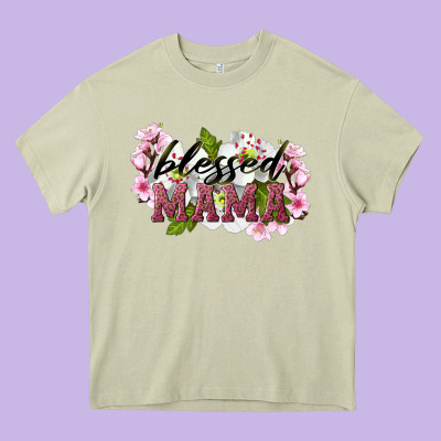 Blessed Mama Heavy Core Tee Designed By Lillyallendesigns