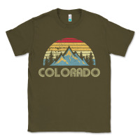 Army Green Colorado Retro Vintage Mountains Nature Hiking Classic Tee - minhPixels