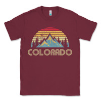 Burgundy Colorado Retro Vintage Mountains Nature Hiking Classic Tee - minhPixels