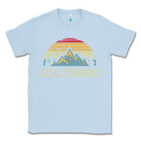 Dusty Blue Colorado Retro Vintage Mountains Nature Hiking Classic Tee - minhPixels