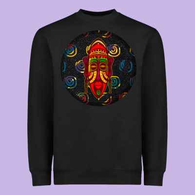 African Masks Round Earrings 2 Heavyweight Sweatshirt Designed By Bundleandbundleshop