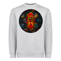 Heather Grey african masks round earrings 2 Heavyweight Sweatshirt - BundleAndBundleShop