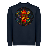 Navy african masks round earrings 2 Heavyweight Sweatshirt - BundleAndBundleShop