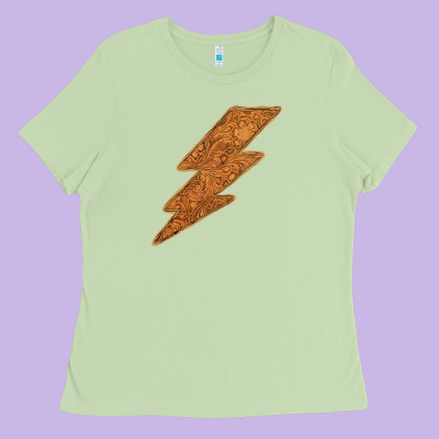 Western Vintage Pattern Lightning Ladies Tee Designed By Bettercallsaul