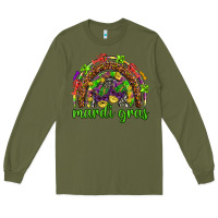 Army Green Mardi Gras rainbow and masks Long Sleeve Tee - HowdyJamesFarm