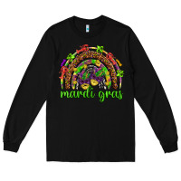 Black Mardi Gras rainbow and masks Long Sleeve Tee - HowdyJamesFarm