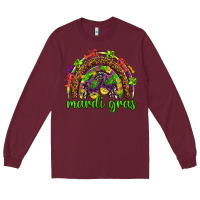 Burgundy Mardi Gras rainbow and masks Long Sleeve Tee - HowdyJamesFarm