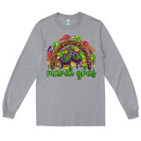 Heather Grey Mardi Gras rainbow and masks Long Sleeve Tee - HowdyJamesFarm