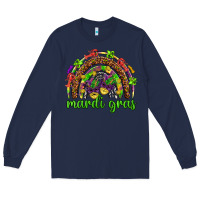 Navy Mardi Gras rainbow and masks Long Sleeve Tee - HowdyJamesFarm