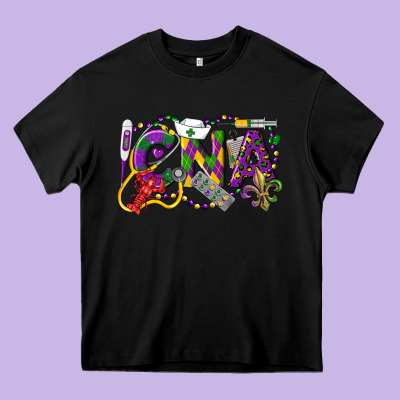 Cna Certified Nursing Assistant Mardi Gras Heavy Core Tee Designed By Lillyallendesigns