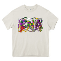 Cream CNA Certified Nursing Assistant Mardi Gras Heavy Core Tee - LillyAllenDesigns