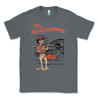 Charcoal Heather Vintage The Happy Fisherman 2022 Fishing Mens Kids Classic Tee - minhPixels