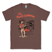 Chestnut Vintage The Happy Fisherman 2022 Fishing Mens Kids Classic Tee - minhPixels