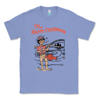 Colony Blue Vintage The Happy Fisherman 2022 Fishing Mens Kids Classic Tee - minhPixels