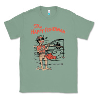 Sage Vintage The Happy Fisherman 2022 Fishing Mens Kids Classic Tee - minhPixels