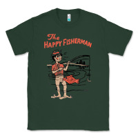 Sports Green Vintage The Happy Fisherman 2022 Fishing Mens Kids Classic Tee - minhPixels