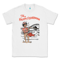 White Vintage The Happy Fisherman 2022 Fishing Mens Kids Classic Tee - minhPixels