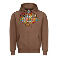 Chestnut Happy Valentınes Day Zipper Hoodie - CowhideDigitalArt