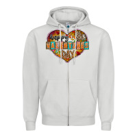 Dove Grey Happy Valentınes Day Zipper Hoodie - CowhideDigitalArt