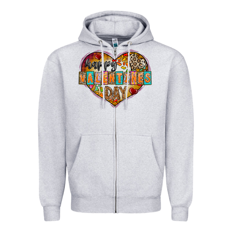 Happy Valentınes Day Zipper Hoodie by CowhideDigitalArt | Teevron