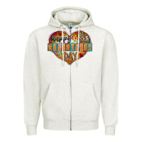 Oatmeal Heather Happy Valentınes Day Zipper Hoodie - CowhideDigitalArt