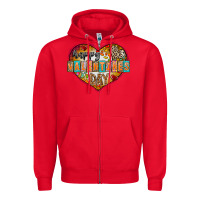 Red Happy Valentınes Day Zipper Hoodie - CowhideDigitalArt