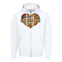 White Happy Valentınes Day Zipper Hoodie - CowhideDigitalArt