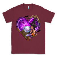 Burgundy Halloween Heart with Witch Classic Tee - texasbilliewilder
