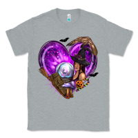 Heather Grey Halloween Heart with Witch Classic Tee - texasbilliewilder