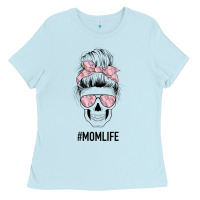 Pink Flower Mom Skull Ladies Tee | Teevron