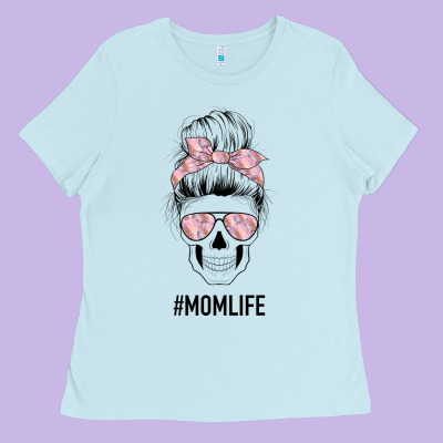 Pink Flower Mom Skull Ladies Tee Designed By Bettercallsaul