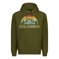 Army Green Colorado Retro Vintage Mountains Nature Hiking Premium Hoodie - minhPixels