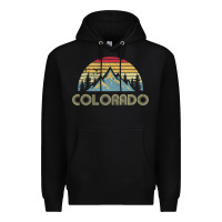 Black Colorado Retro Vintage Mountains Nature Hiking Premium Hoodie - minhPixels
