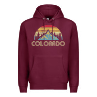 Burgundy Colorado Retro Vintage Mountains Nature Hiking Premium Hoodie - minhPixels