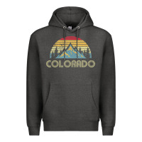 Charcoal Heather Colorado Retro Vintage Mountains Nature Hiking Premium Hoodie - minhPixels