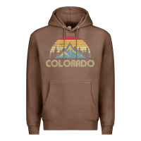 Chestnut Colorado Retro Vintage Mountains Nature Hiking Premium Hoodie - minhPixels