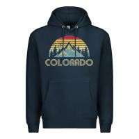 Navy Colorado Retro Vintage Mountains Nature Hiking Premium Hoodie - minhPixels